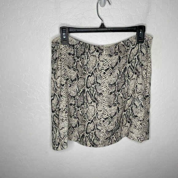 Reformation Black White Snake Print Margot Crepe Mini Skirt - Picture 4 of 8